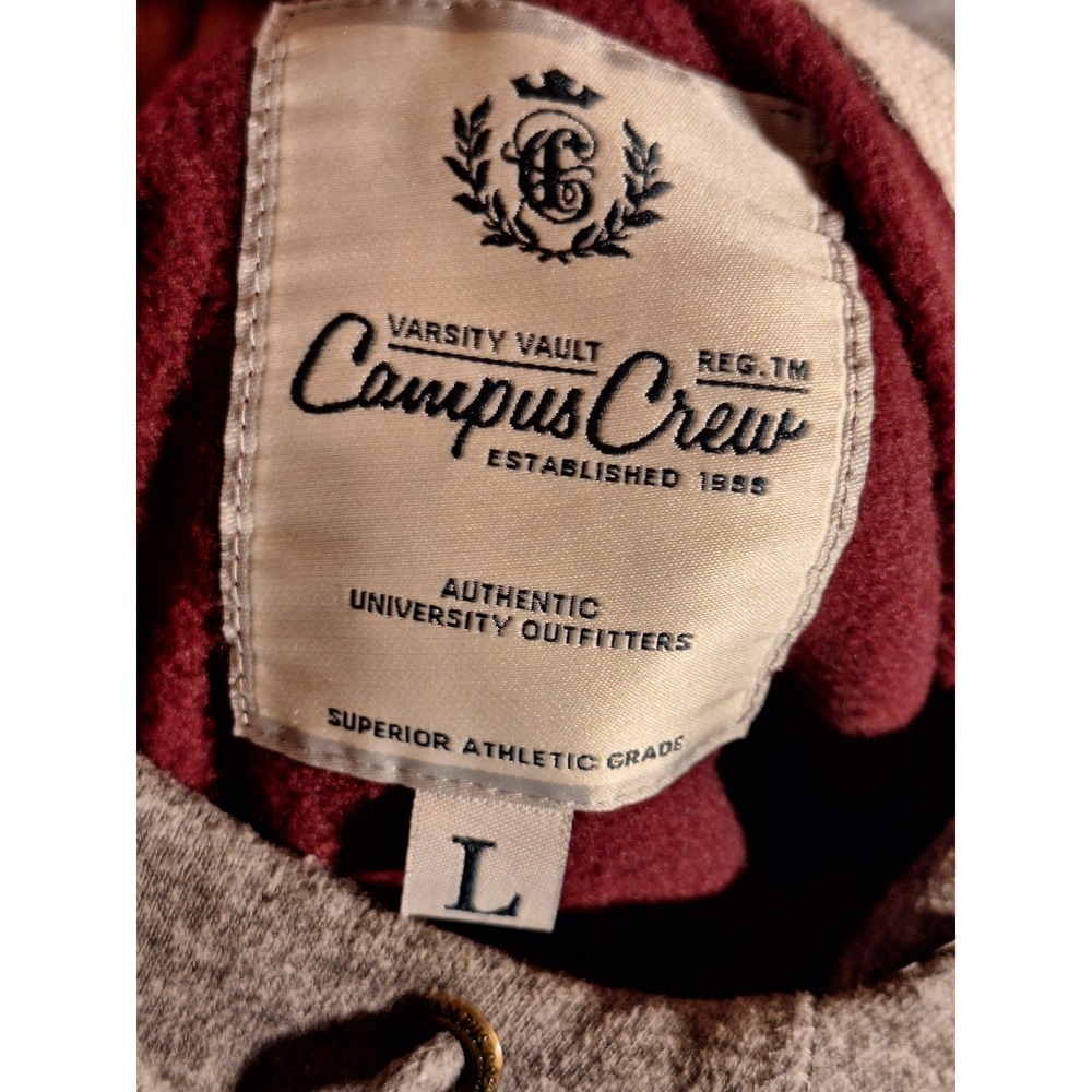 Campus Crew Washington Redskins NFL Hoodie Mens Large Burgundy Raglan Pullover - Picture 7 of 11